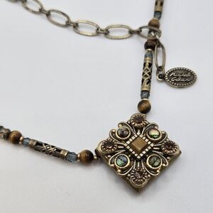 MICHAL GOLAN Tiger’s Eye Square Necklace 24k gold electroplated brass Made NYC